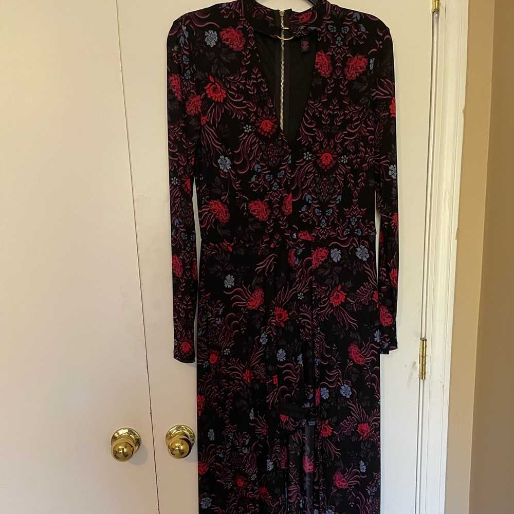 Material Girl floral shirt romper/long dress
